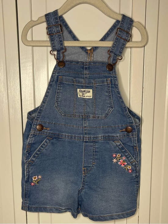OshKosh B'gosh Other - OshKosh B'gosh Blue Denim Floral Embroidered Kids Short Overalls